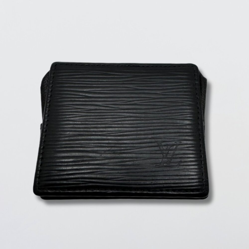 Louis Vuitton Coin Purse Epi Noir Mini Boite Box Leather Snap Closure Black OS